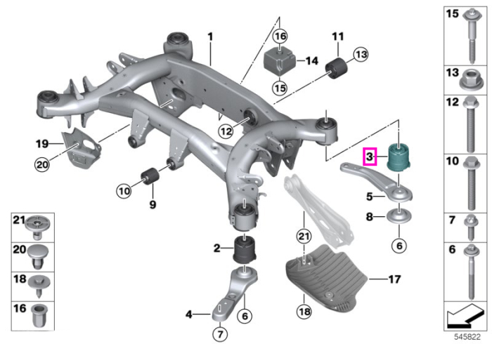 Bucsa suport punte spate - BMW X3 F25, X4 F26