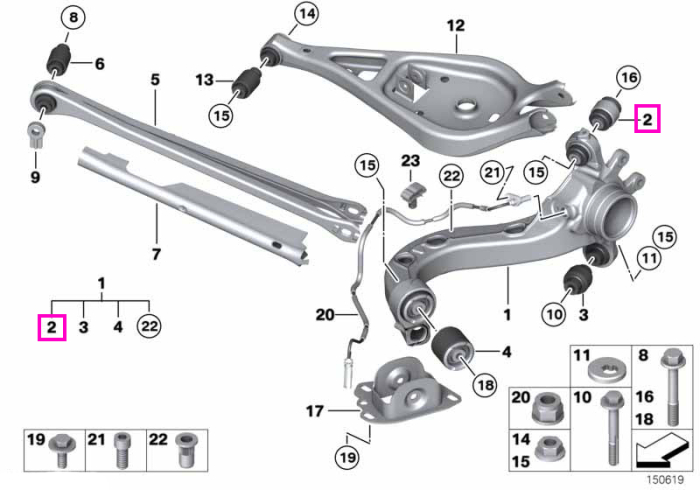 Articulatie sferica brat superior, suspensie, punte spate - BMW Seria 3 E36 E46, Z1 E30, Z4 E85 E86 E89