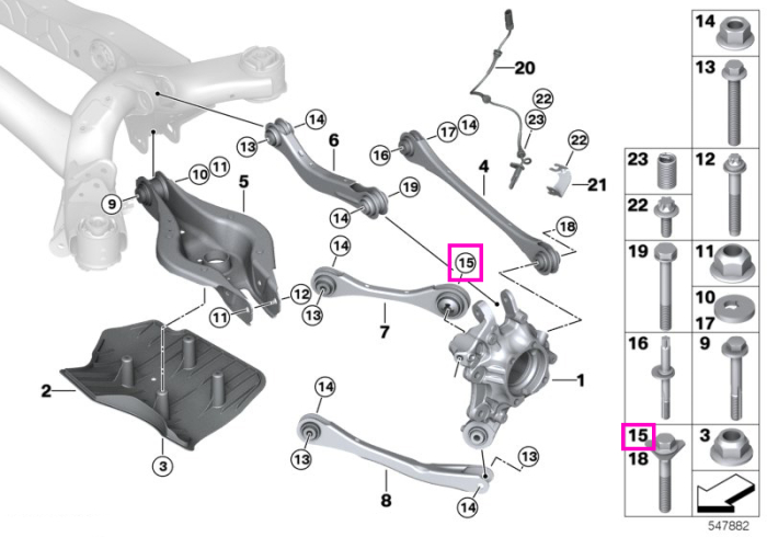 Surub hexagonal, M14x1,5x90mm, punte spate - BMW