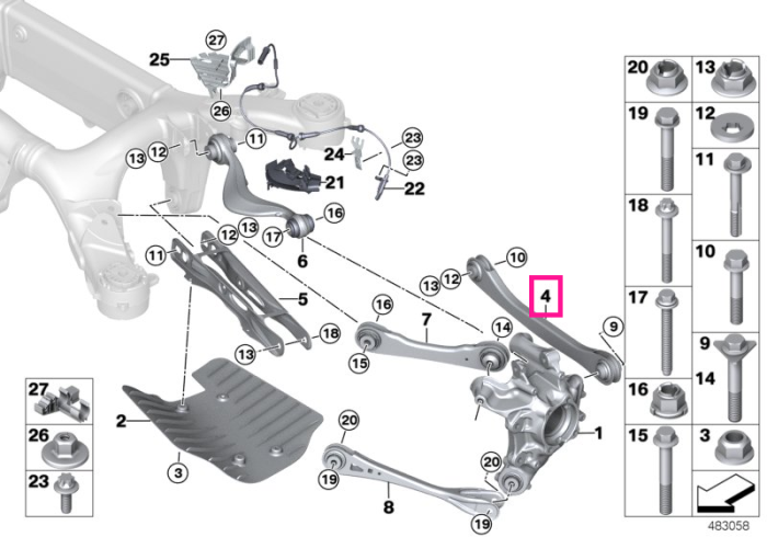 Brat inferior suspensie dreapta, punte spate - BMW X5 G05, X6 G06, X7 G07	