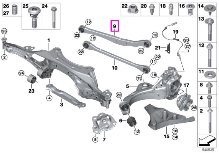 Brat superior suspensie, punte spate - BMW F40 F52 F70, Seria 2 F44 F45 F46 U06, X1 F48 F49 U11 U12, X2 F39 U10 - Mini Cabrio F57, Clubman F54, Countryman F60 U25, F55, F56, F65, F66