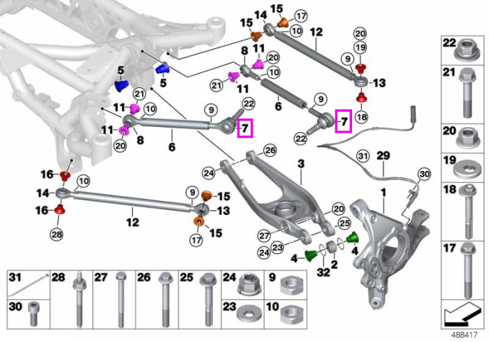Articulatie sistem suspensie (14x1,5 cu pin) - MS BMW Motorsport G82 M4 GT4, M2 CS Racing