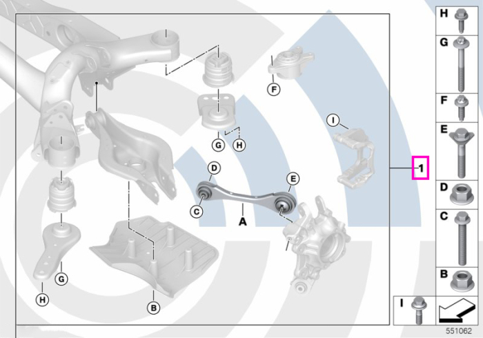 Set reparatie brat suspensie punte spate, stanga, Kit Value Parts - BMW Seria 3 G20 G21 G28, Seria 4 G22 G23 G26