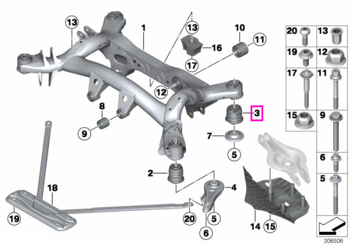 Bucsa punte spate (spate) - BMW Seria 1 F20 F21, Seria 2 F22 F23, Seria 3 F30 F35, Seria 4 F32 F33 F36