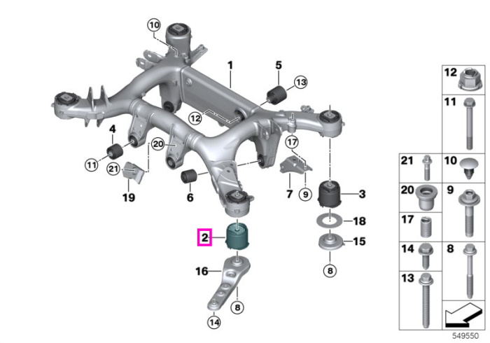 Bucsa cauciuc fata pentru puntea spate - BMW Seria 5 G30 G31 G38, Seria 6 G32, Seria 8 G14 G15 G16