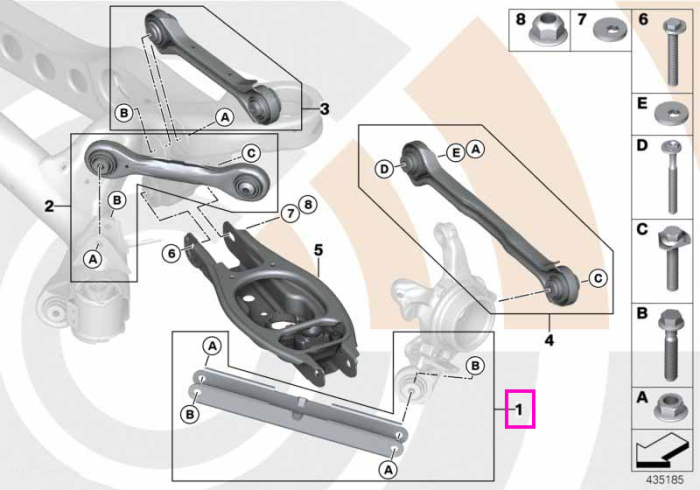 Kit reparatie brat longitudinal, punte spate, Value Parts - BMW Seria 1 E81 E82 E87 E88, Seria 3 E90 E91 E92 E93, X1 E84