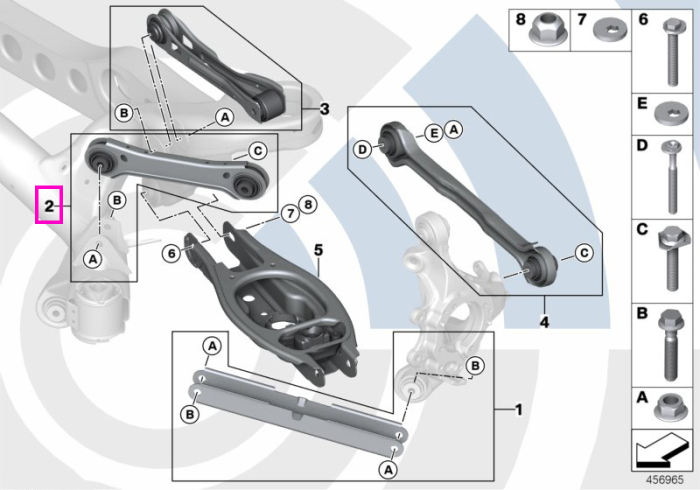 Set reparatie brat control suspensie, punte spate, Kit Value Parts - BMW X1 E84