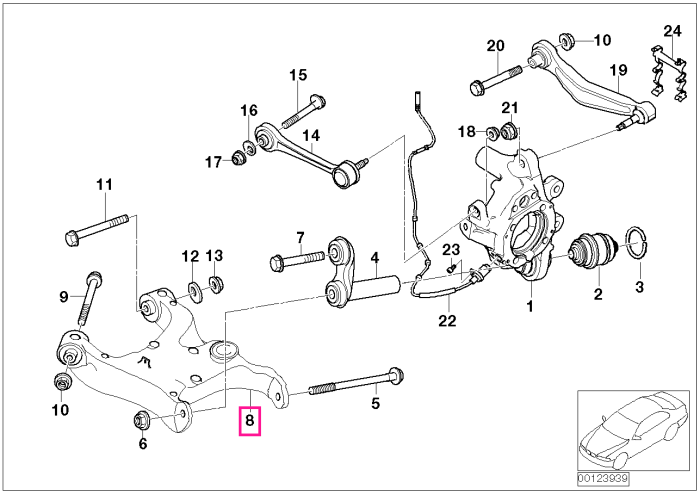 Brat suspensie, punte spate, stanga - BMW Seria 5 E60, Seria 6 E63 E64