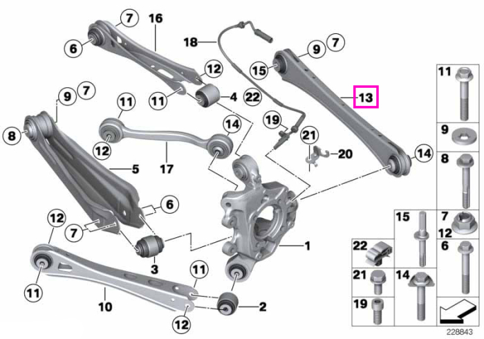 Brat convergenta punte spate, dreapta - BMW X3 F25, X4 F26