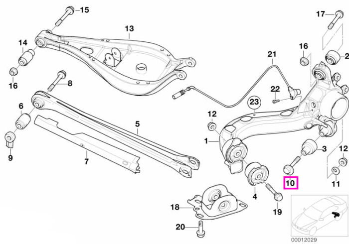 Bolt excentric M12x1,5x82-10.9, punte spate - BMW Seria 3 E36 E46, Z1 E30