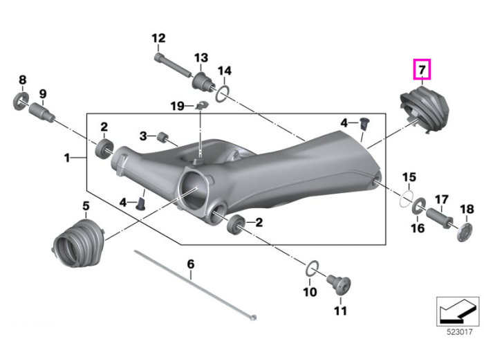 Burduf cauciuc protectie articulatie cardan - BMW Motorrad K50 (R 1200 GS, R 1250 GS), K51 (R 1200 GS Adv., R 1250 GS Adv.), K52 (R 1200 RT, R 1250 RT), K53 (R 1200 R, R 1250 R), K54 (R 1200 RS, R 1250 RS) - tip motor A74