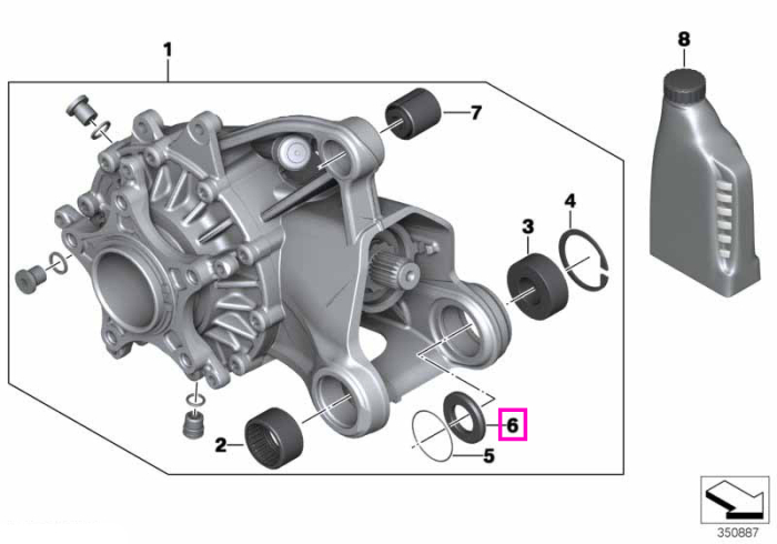 Inel distantier reglaj rulment transmisie finala, axa spate - BMW Motorrad K50, K51, K52, K53, K54, KA1, KA2, KA3, KA4, KA5