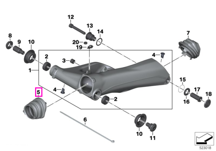 Burduf cauciuc protectie cuplaj cardan, partea cutie viteze - BMW Motorrad K50 (R 1200 GS, R 1250 GS), K51 (R 1200 GS Adv., R 1250 GS Adv.), K52 (R 1200 RT, R 1250 RT), K53 (R 1200 R, R 1250 R), K54 (R 1200 RS, R 1250 RS) - tip motor A74