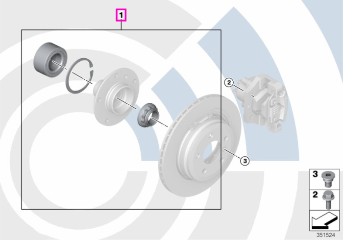 Set reparatie rulment roata, punte spate, Kit Value Parts - BMW Seria 3 E36 E46