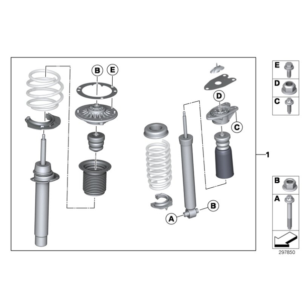 Kit retrofit suspensie sport "BMW M Performance" - BMW F30, F30N, F32, F32N, F36, F36N