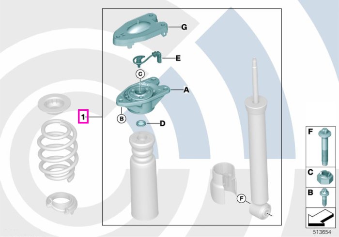 Set reparatie rulment suport amortizor suspensie, punte spate, Kit Value Parts - BMW Seria 5 G30