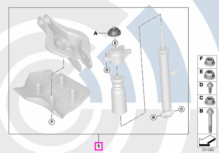 Kit montaj flansa amortizor, punte spate (Value Parts) - BMW Seria 3 G20 G21 G28, Seria 4 G22 G23 G26