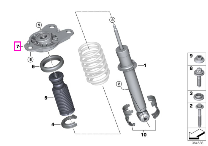 Flansa amortizor suspensie, punte spate, stanga - BMW i3 I01