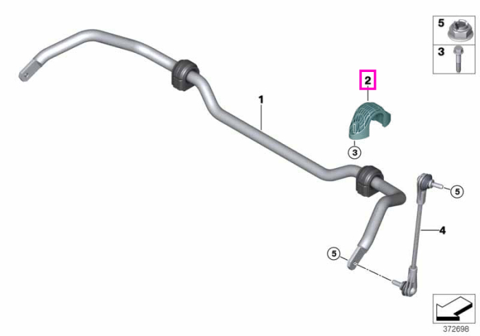 Suport bara stabilizatoare, punte fata - BMW Seria 1 F40 F52, Seria 2 F44 F45 F46, X1 F48 F49, X2 F39 - Mini Cabrio F57, Clubman F54, Countryman F60, F55, F56