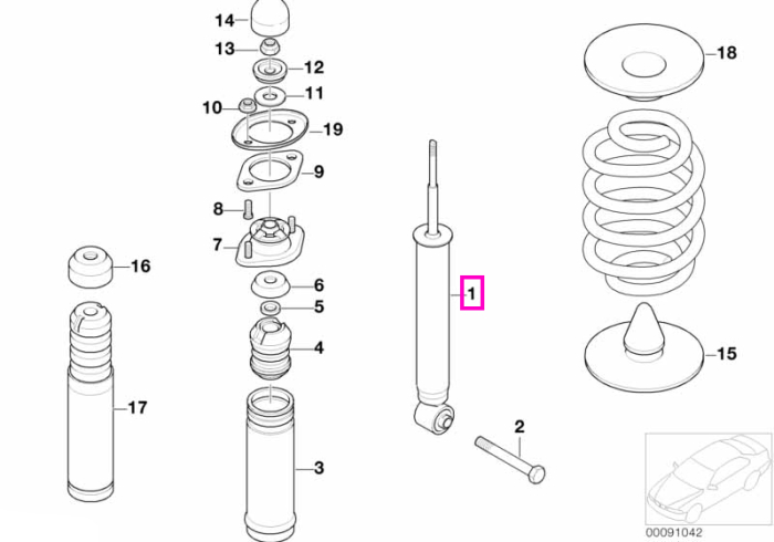 Amortizor suspensie, punte spate - BMW Seria 3 E46