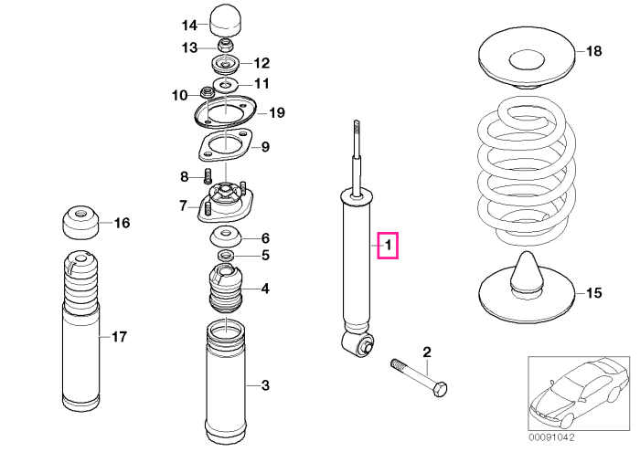 Amortizor suspensie, punte spate - BMW Seria 3 E46