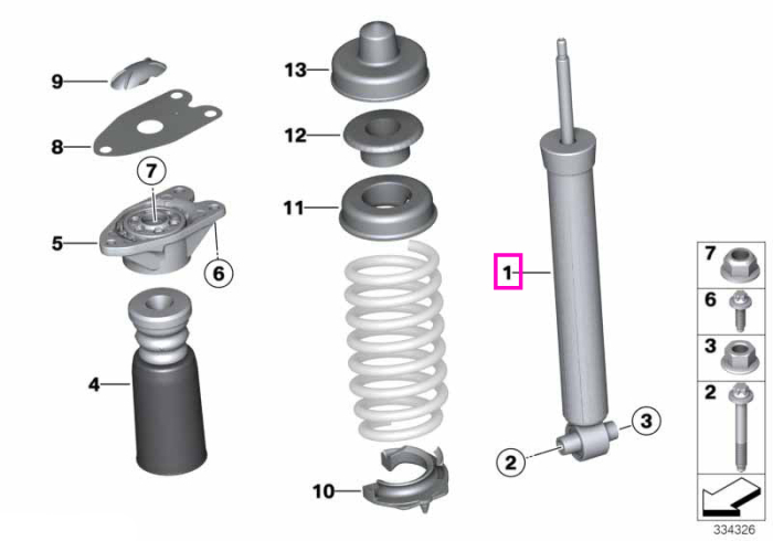 Amortizor suspensie, punte spate - BMW Seria 1 F20 F21, Seria 2 F22
