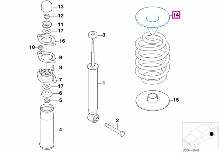 Flansa superioara arc suspensie, punte spate - BMW Seria 3 E30 E36