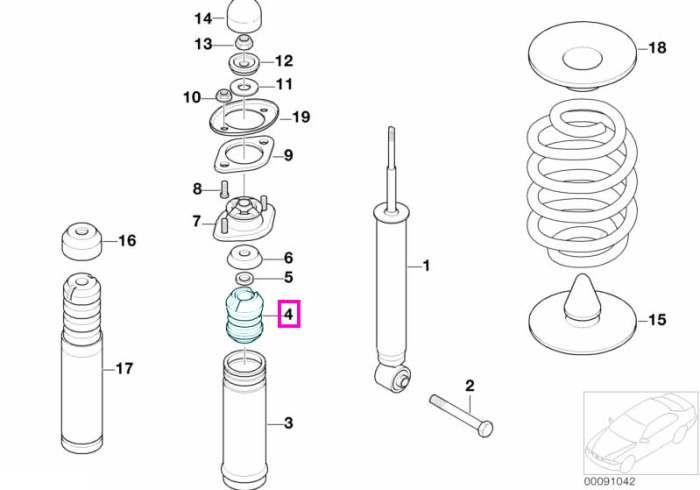 Tampon amortizor suspensie, punte spate - BMW Seria 3 E46 M3 (S54)