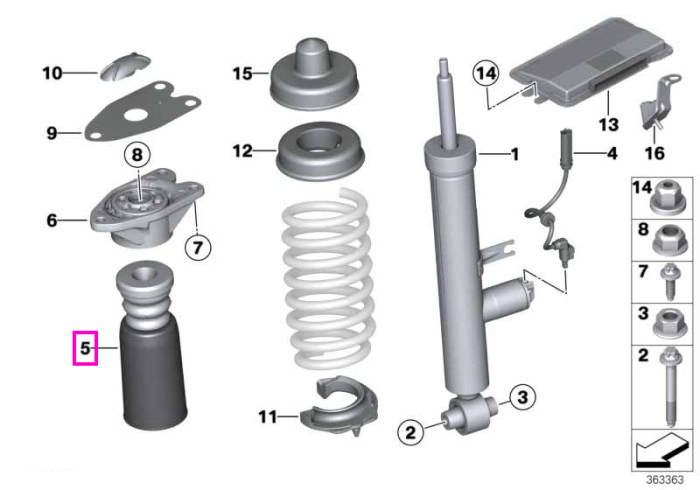 Amortizor aditional suspensie, punte spate - BMW Seria 1 F20 F21, Seria 3 F30 G20 G21