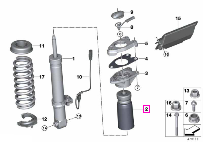Amortizor auxiliar suspensie, punte spate - BMW Seria 1 F20 F21, Seria 2 F87 M2, Seria 3 G20 G21, Seria 4 G26