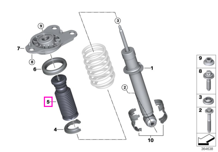 Amortizor auxiliar cu tub protectie, amortizor suspensie, punte spate - BMW i3 I01