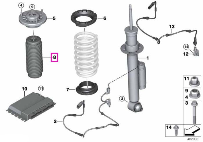 Tampon aditional, limitator cursa amortizor, punte spate - BMW Seria 5 G30, Seria 8 G14 G15 G16