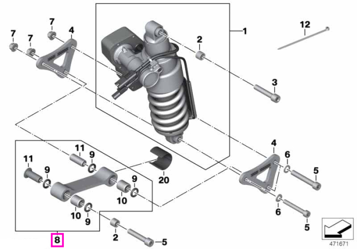Set bieleta suspensie spate - BMW Motorrad K48 (K 1600 GT, K 1600 GTL), K61 (K 1600 Bagger) - tip motor A40
