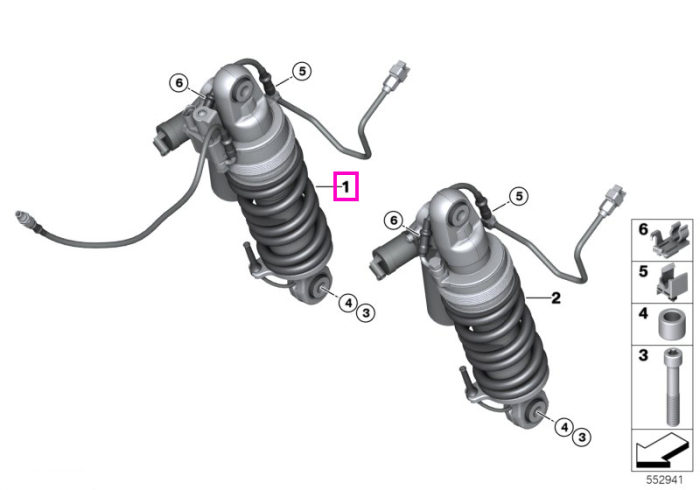 Amortizor suspensie spate, cu reglaj inaltime adaptiv - BMW Motorrad KA1 (R 1300 GS) - tip motor A75