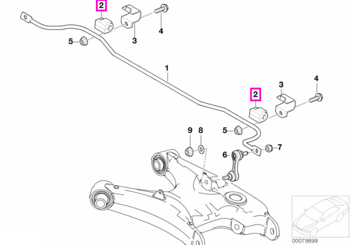 Bucsa cauciuc bara stabilizatoare, punte spate - BMW Seria 5 E39
