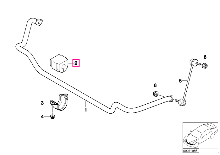 Bucsa bara stabilizatoare, punte fata, D=23,5mm - BMW Seria 3 E46, Z4 E85