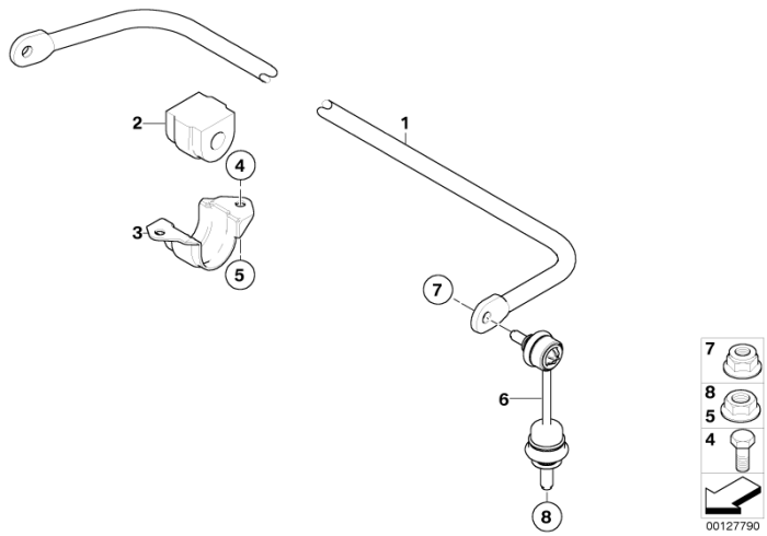 Bucsa bara stabilizatoare spate- D=13mm - BMW Seria 1, Seria 5, X1