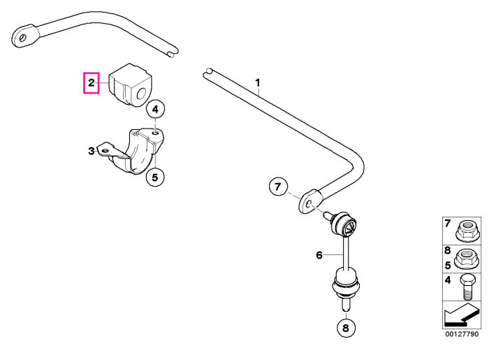 Bucsa bara stabilizatoare, punte spate, D=14.5mm - BMW Seria 5 E60, Seria 6 E63 E64