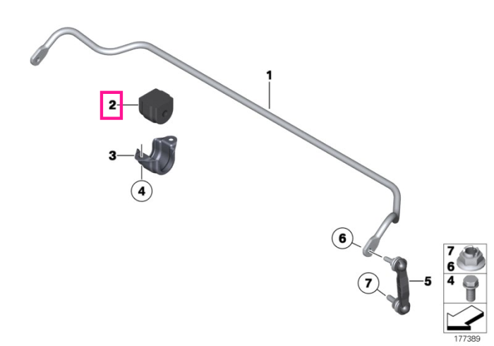 Bucsa bara stabilizatoare, punte spate, D=14mm - BMW Seria 5 F10, Seria 6 F06 F12 F13