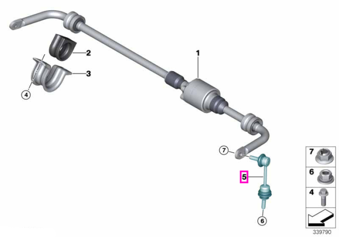 Bieleta antiruliu, sistem suspensie, punte spate - BMW X5 E70 F16 F85 M, X6 E71 E72 F16 F86 M