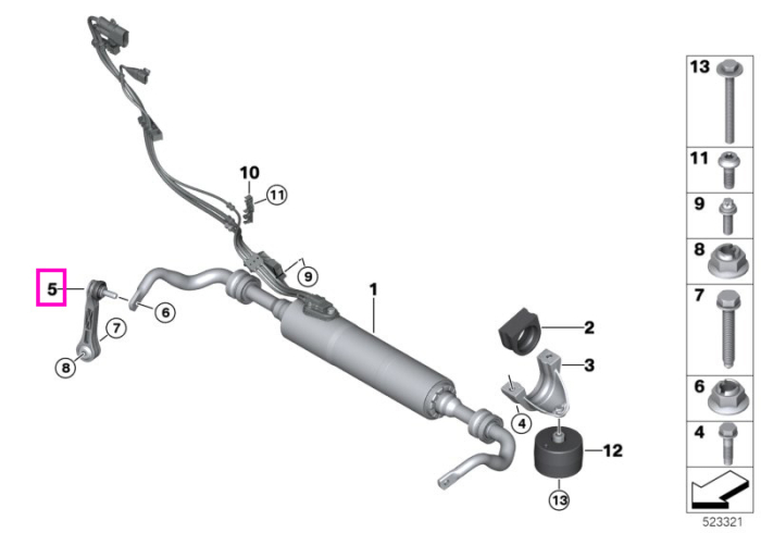 Bieleta antiruliu, punte spate - BMW Seria 8 G16, X5 G05 F95 M, X6 F96 M, X7 G07, XM G09