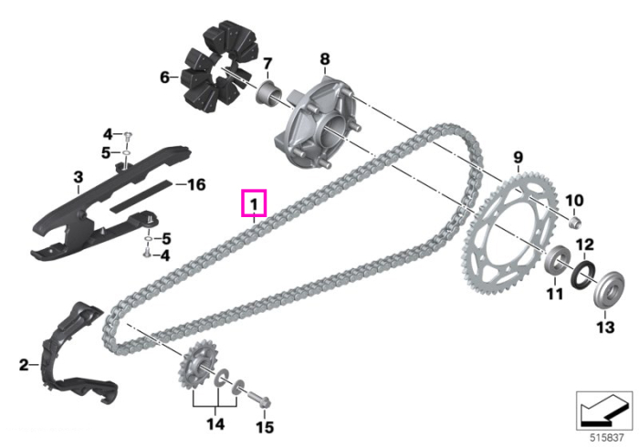 Lant transmisie M Endurance, 124 zale - BMW Motorrad K80 (F 750 GS, F 800 GS), K81 (F 850 GS, F 900 GS), K82 (F 850 GS Adv., F 900 GS Adv.), K83 (F 900 R), K84 (F 900 XR) - tip motor A24