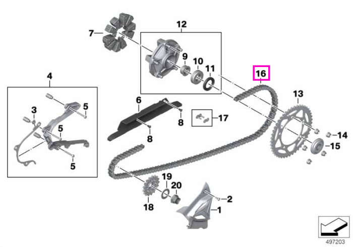Lant transmisie finala M Endurance - BMW Motorrad K69 (S 1000 XR), KM9 (M 1000 XR) - tip motor A67