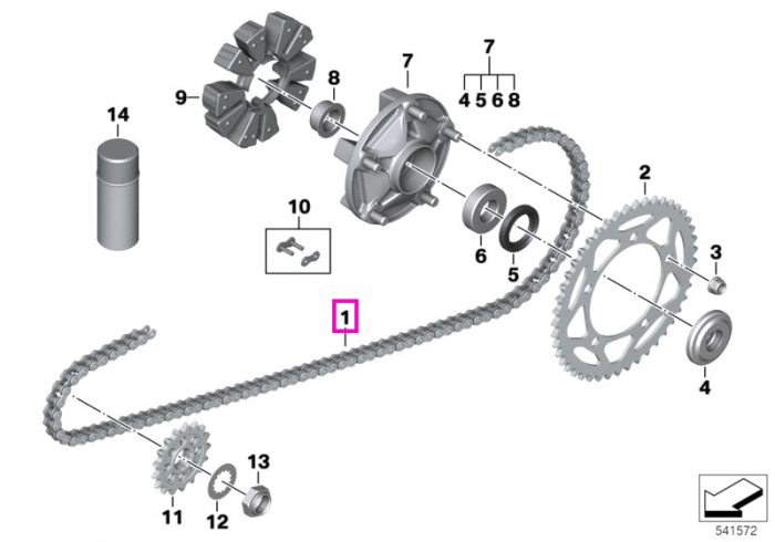 Lant transmisie M Endurance, 119 zale - BMW Motorrad K63 (S 1000 R), K67 (S 1000 RR) - tip motor A67