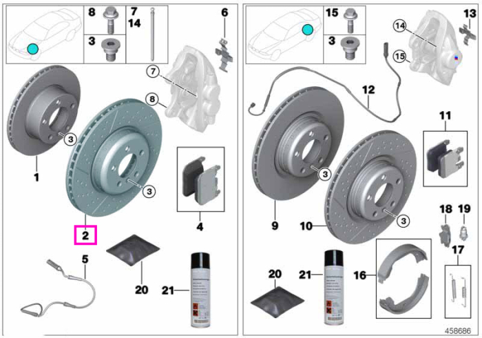 Disc frana ventilat, perforat si canelat, punte fata, 340x30mm - BMW Seria 1 F20 F21, Seria 2 F22 F23, Seria 3 F30 F31 F34 F35, Seria 4 F32 F33 F36