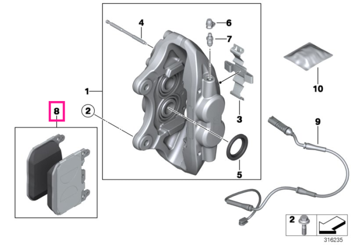 Set placute frana fara azbest, punte fata - BMW Seria 3 F30 F31 F34 F35, Seria 4 F32 F33 F36