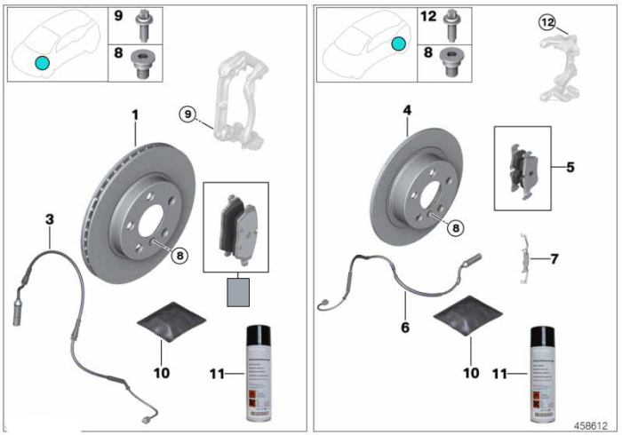 Set placute frana, punte fata - BMW Seria 2 F44, X1 F48 - Mini Cabrio F57, Clubman F54, Countryman F60, F55, F56