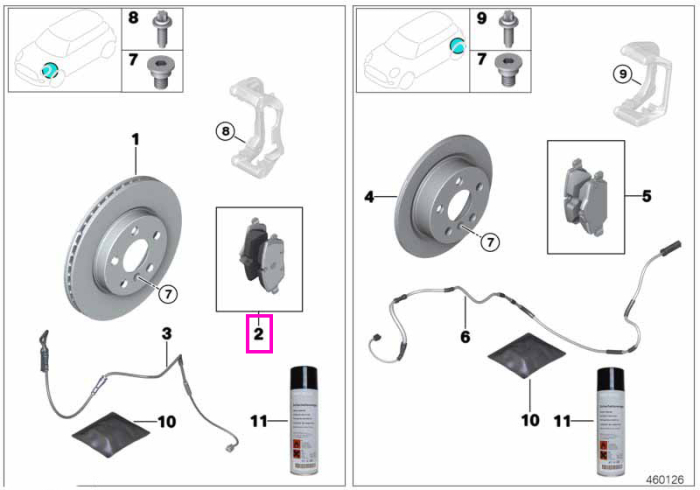 Set placute frana, punte fata, fara azbest - BMW Seria 1 F70, Seria 3 F74 U06, X1 U11 U12, X2 U10 - Mini Aceman J05, Cabrio F67, Cooper J01, Countryman U25, F65, F66