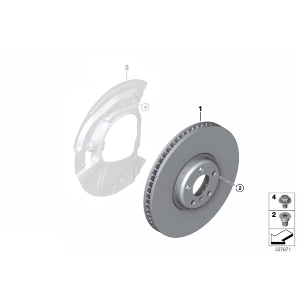 Disc frana ventilat, punte fata, dreapta, Ø385mm - BMW X5 E70 F15, X6 E71 E72 F16