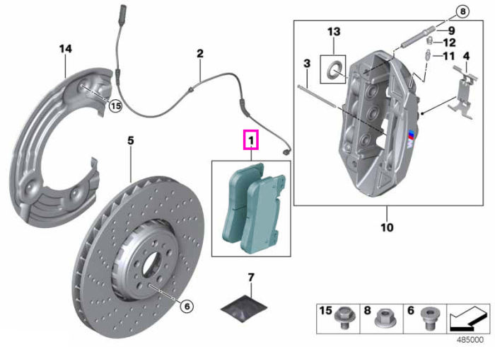 Set placute frana, fara azbest, punte fata - BMW Seria 5 F90 M5, Seria 8 F91 F92 F93 M8
